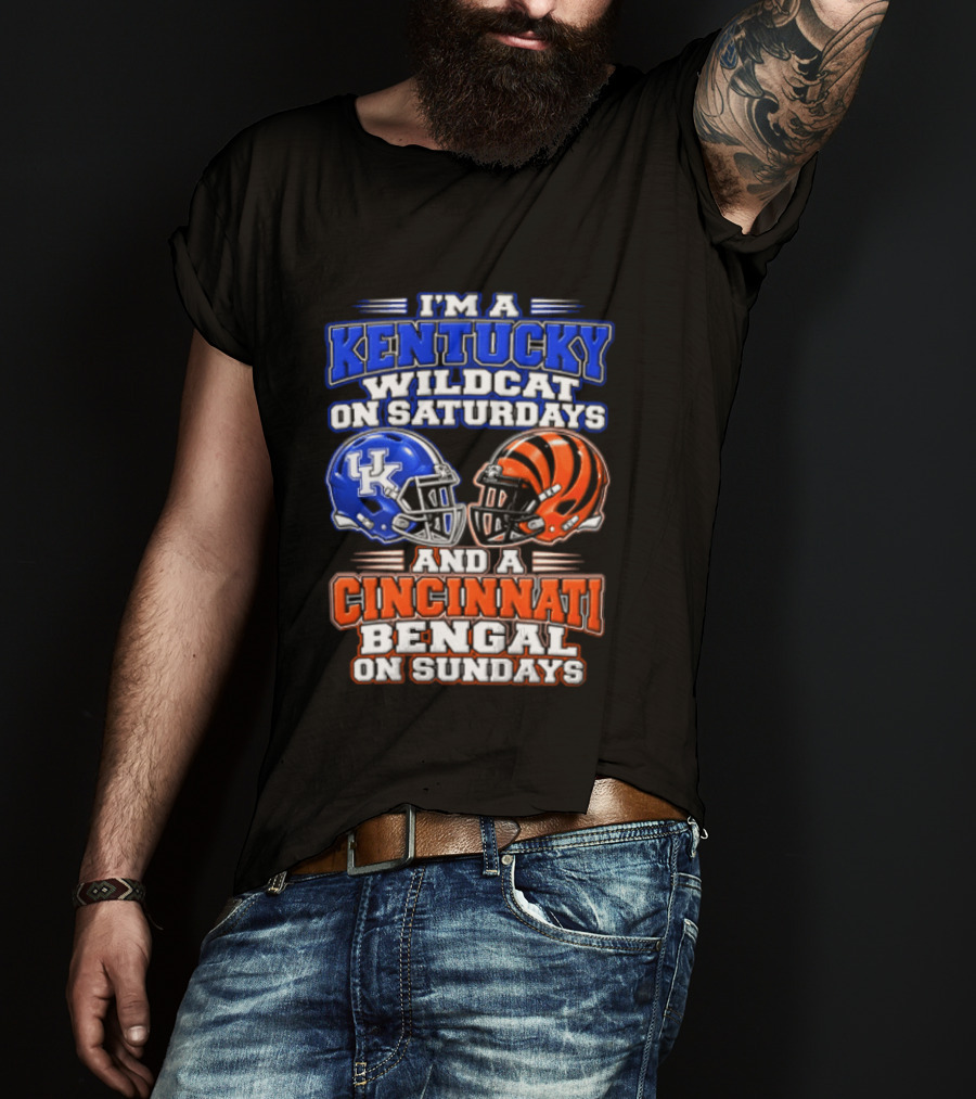 I'm A Kentucky Wildcat On Saturdays And A Cincinnati Bengal On Sundays Helmet T-Shirt