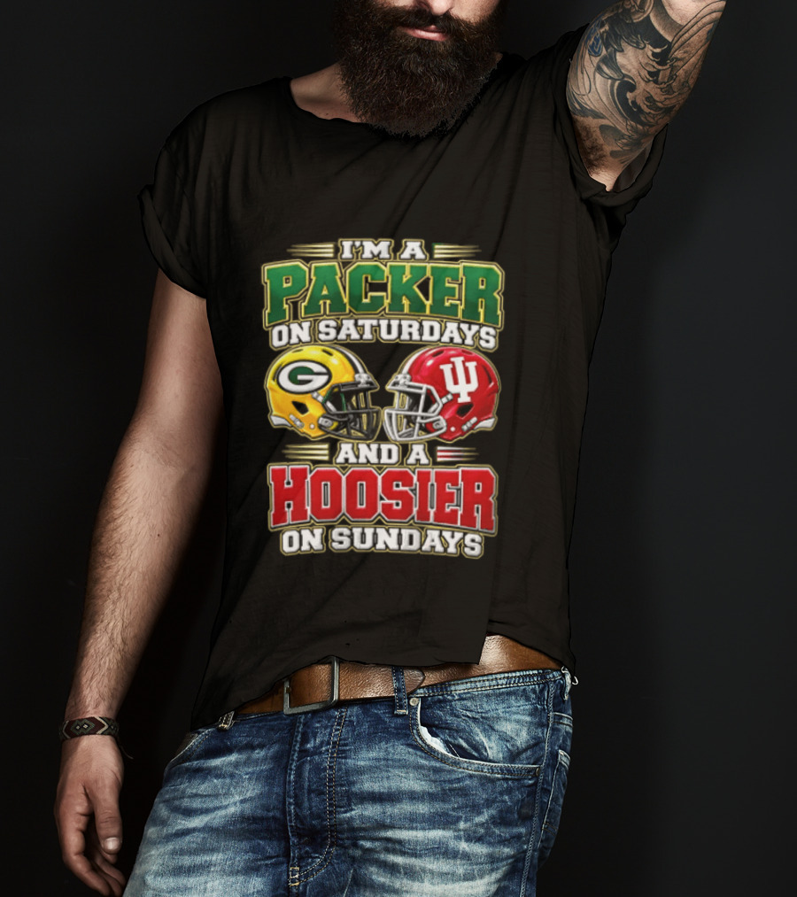I'm A Packer On Saturdays And A Hoosier On Sundays Football Helmets T-Shirt