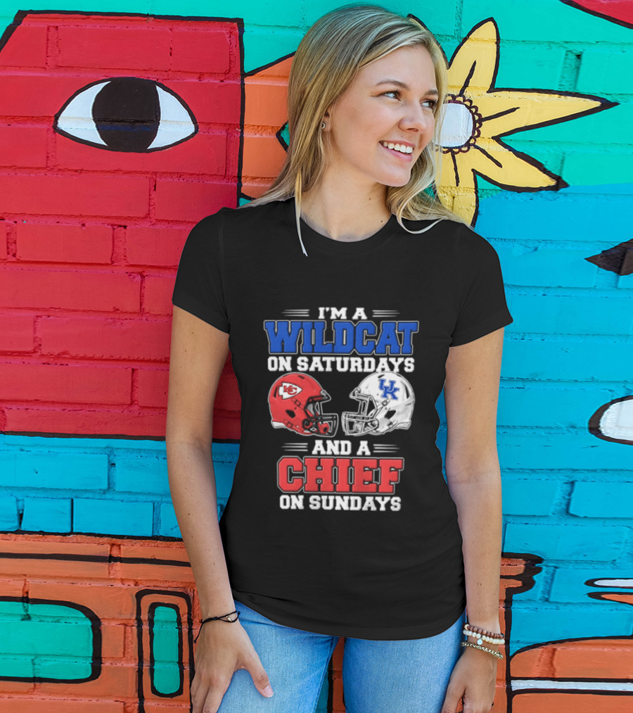 I'm A Wildcat On Saturdays UK And A Chief On Sundays KC Football Helmets T-Shirt