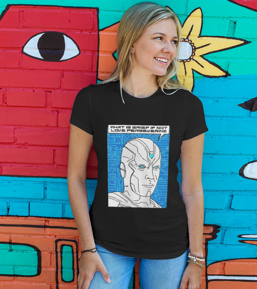 Vision What Is Grief If Not Love Persevering Comic Style Blue Circuit T-Shirt