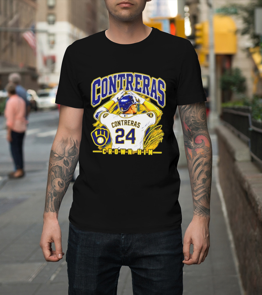 CONTRERAS 24 Crown Him Milwaukee Brewers T-Shirt