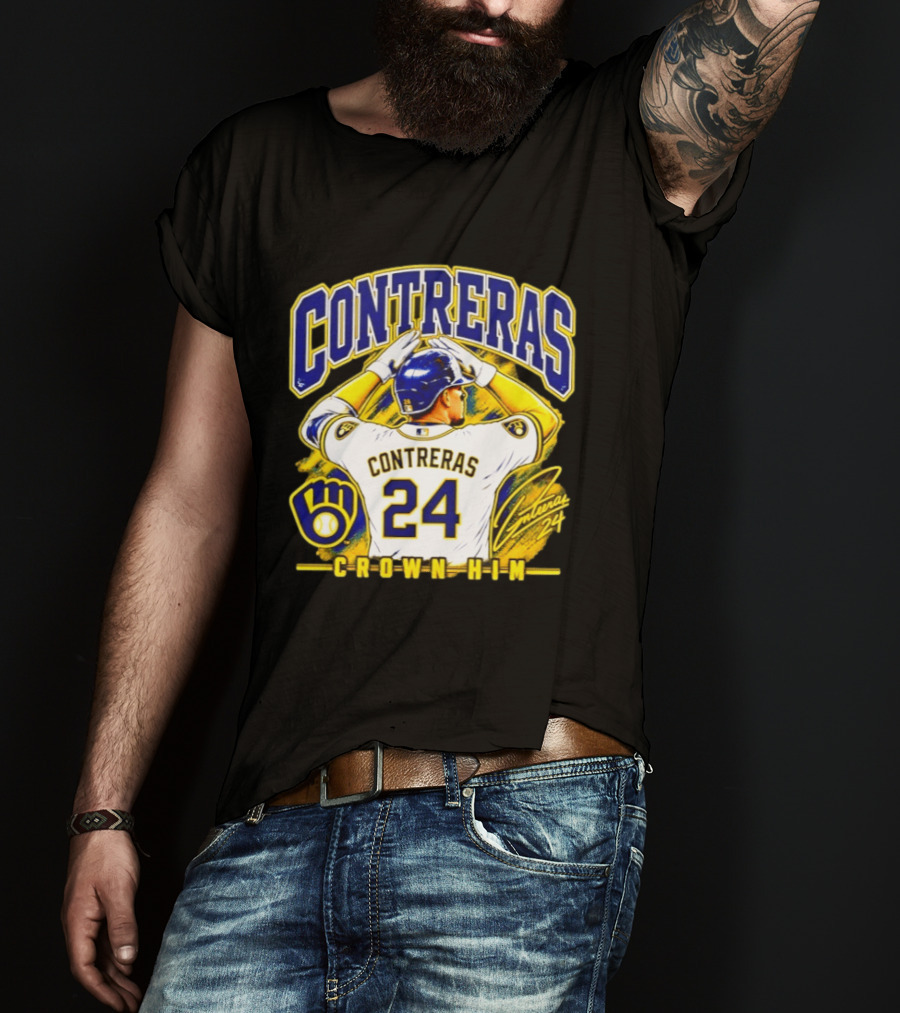 CONTRERAS 24 Crown Him Milwaukee Brewers T-Shirt