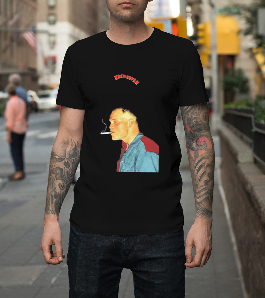 Zach Bryan Smoking Vintage Denim T-Shirt