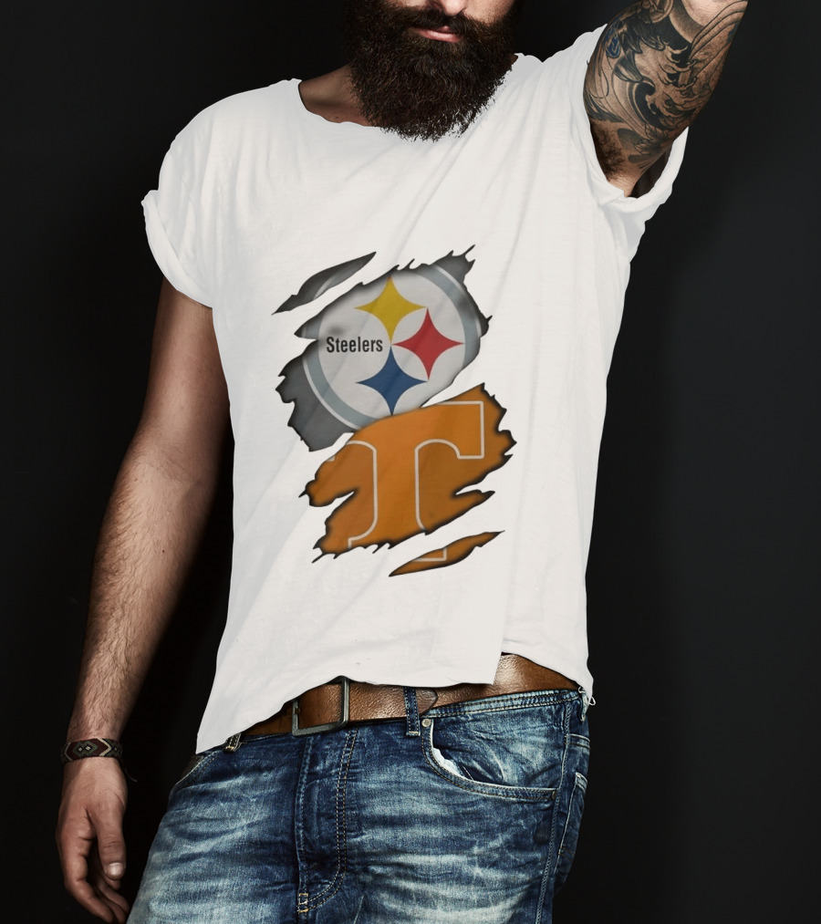 Pittsburgh Steelers Tennessee Volunteers Ripped Skin Combo T-Shirt
