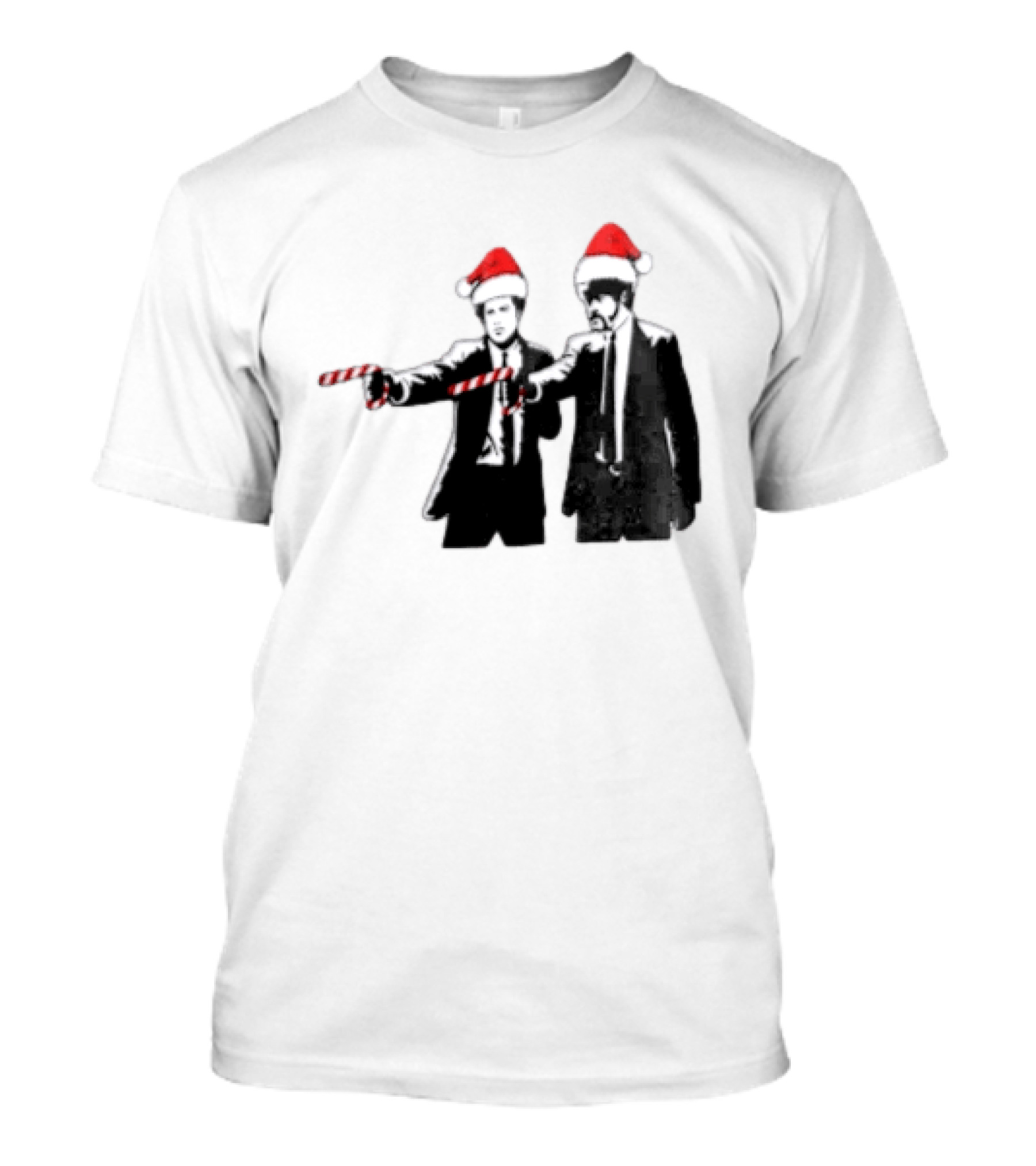 Xmas Christmas Candy Cane Santa Hats Pop Culture References T-Shirt