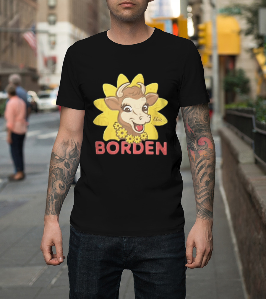 Borden Dairy Elsie The Cow With Sunflower T-Shirt