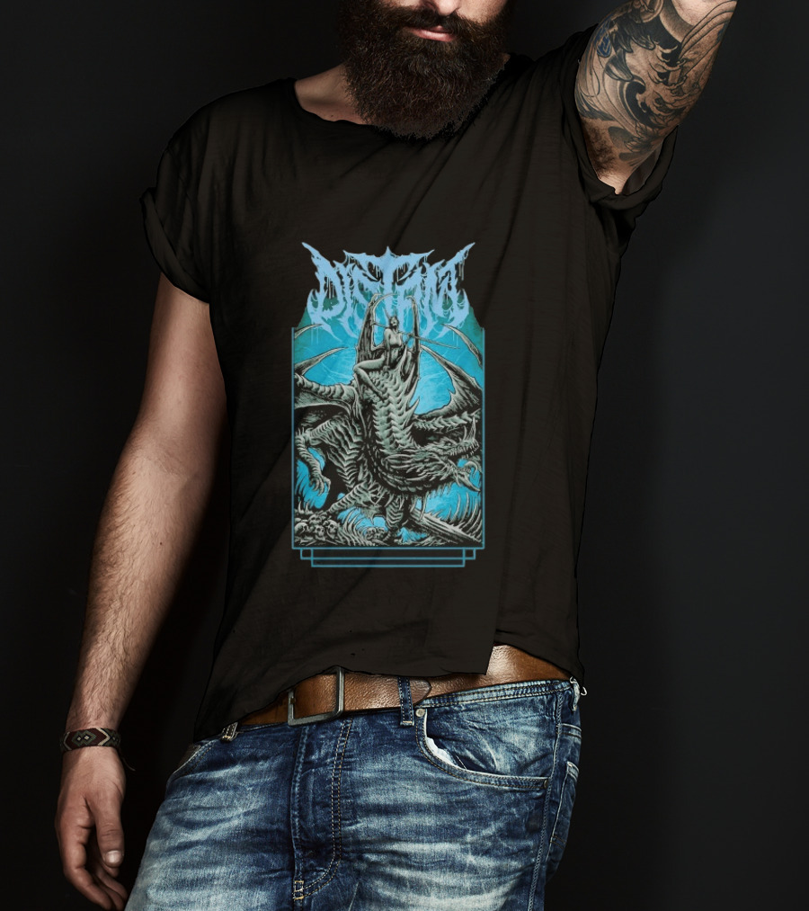 Distant Dragon Fantasy Horror Blue Gothic Creature T-Shirt