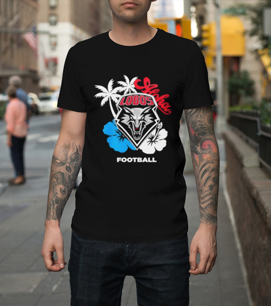 Lobos Football Aloha Spirit With Palms And Hibiscus T-Shirt