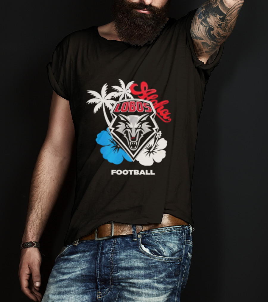 Lobos Football Aloha Spirit With Palms And Hibiscus T-Shirt