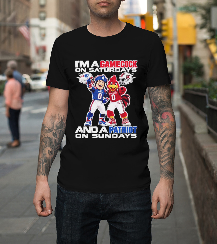 I'm A Gamecock On Saturdays And A Patriot On Sundays South Carolina Football Fan Mascots T-Shirt