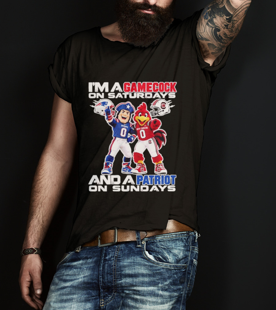 I'm A Gamecock On Saturdays And A Patriot On Sundays South Carolina Football Fan Mascots T-Shirt