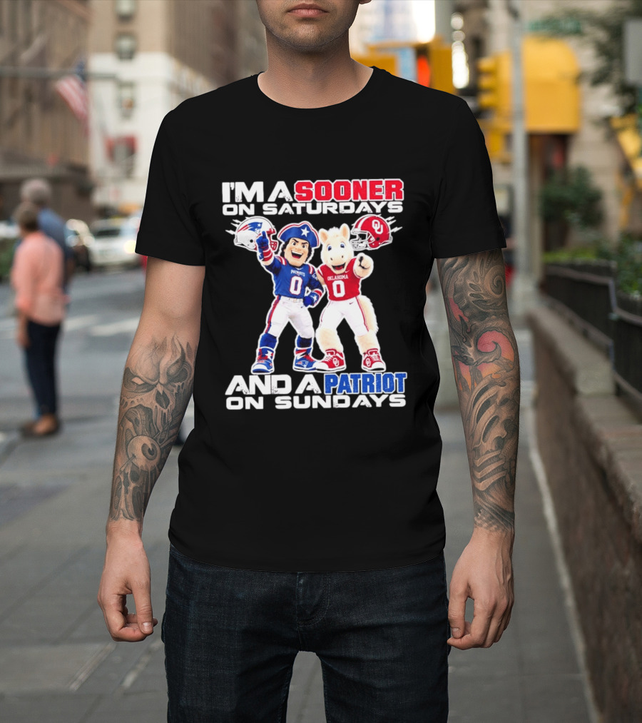 I'm A Sooner On Saturdays And A Patriot On Sundays Oklahoma Patriots Football Mascots T-Shirt