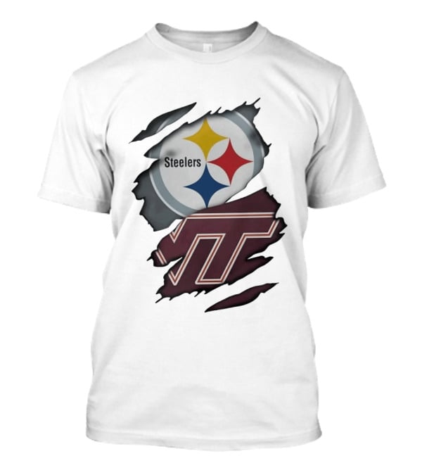 Pittsburgh Steelers Virginia Tech Hokies Distressed T-Shirt