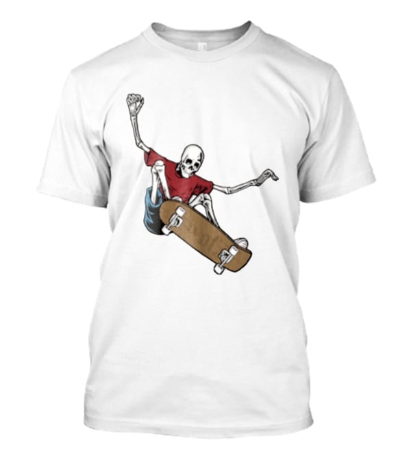 Skeleton Red Skateboard Stunt T-Shirt