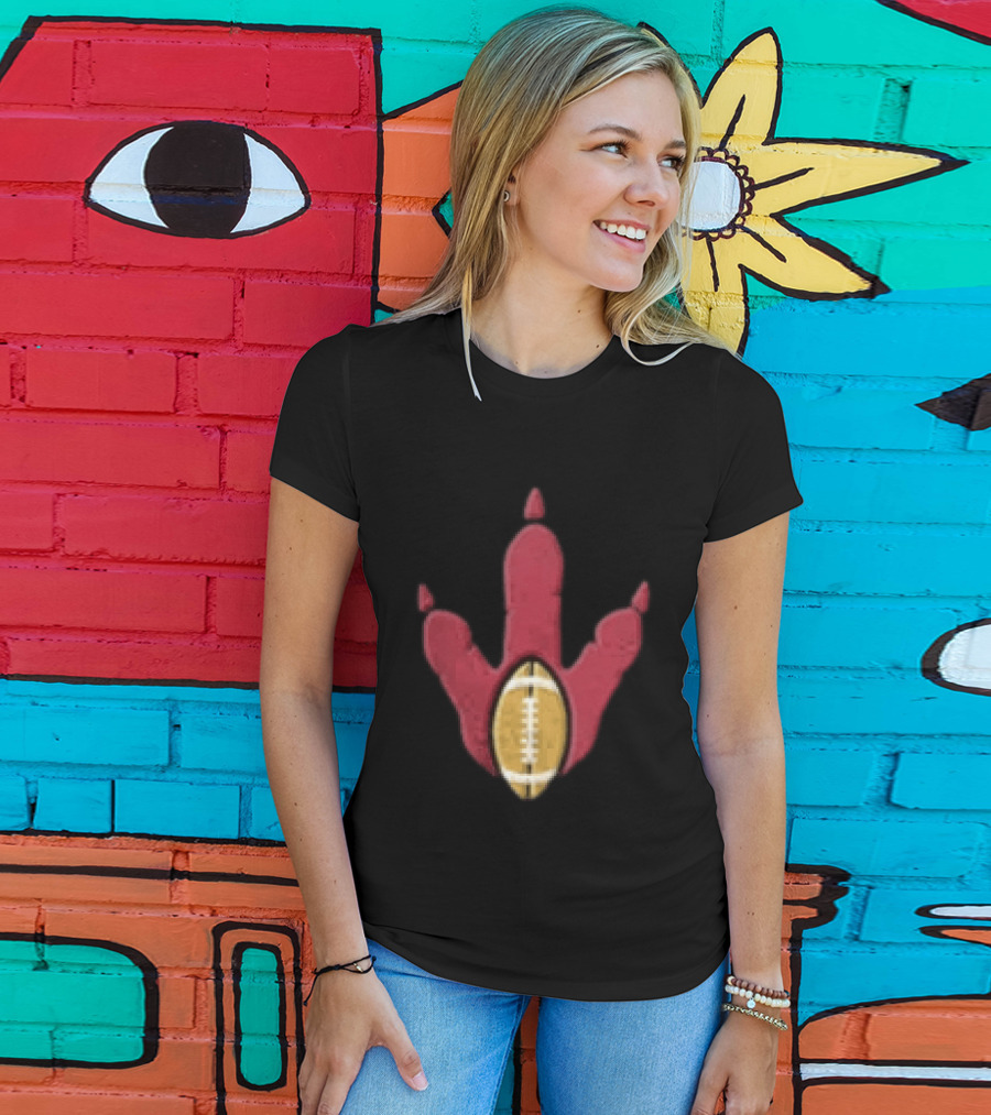 Arizona Cardinals Tyrannosaurus Rex Football Paw Print T-Shirt