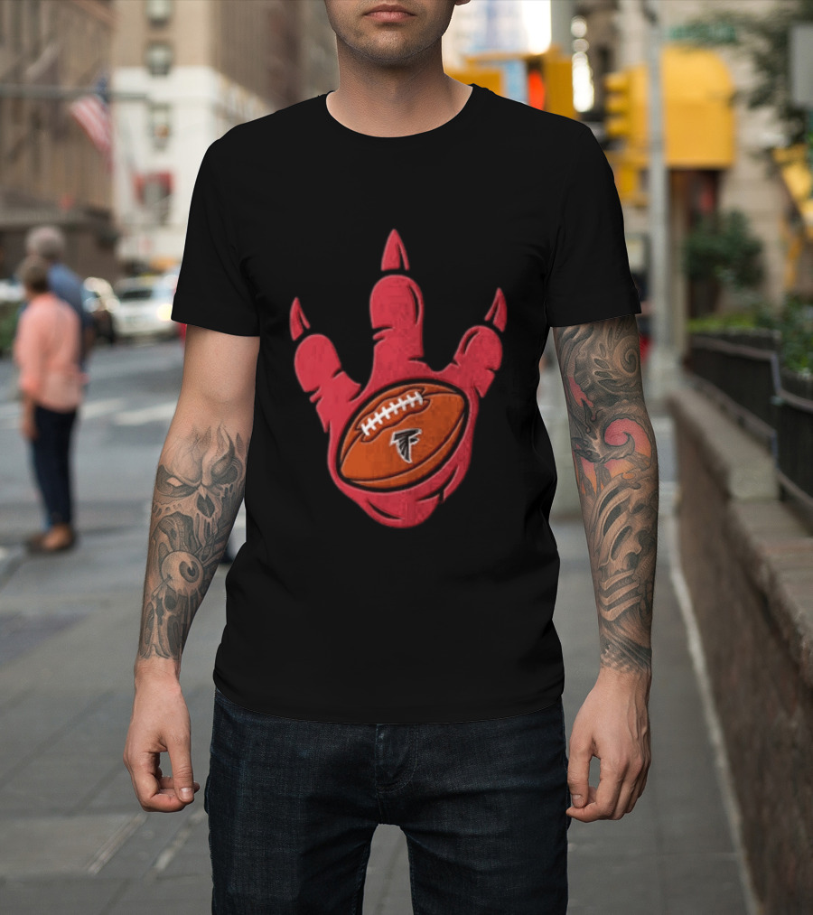 Atlanta Falcons Dinosaur Football Claw Mark With Logo Football T-Shirt