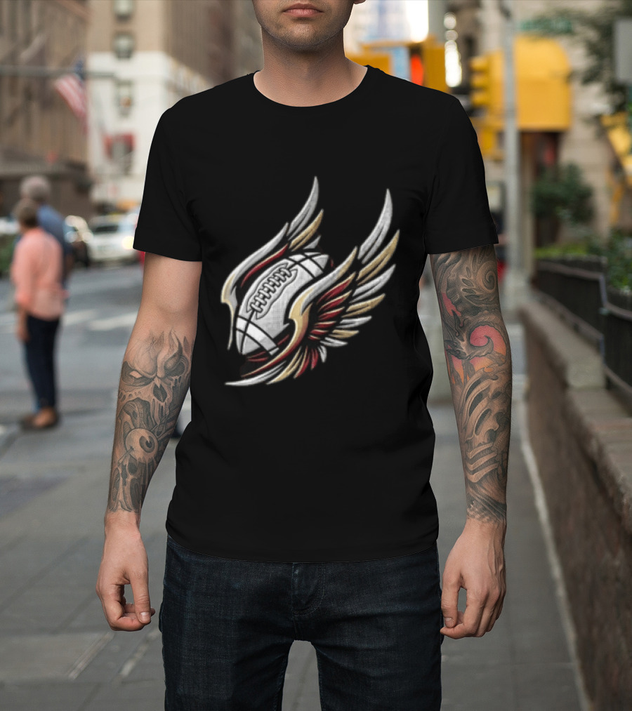 Atlanta Falcons Winged Football Eagle Stadium Lightning T-Shirt