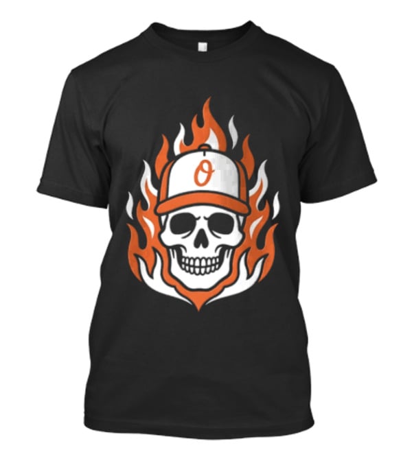 Baltimore Orioles Skull Cap Play Flame Cross Jesus T-Shirt