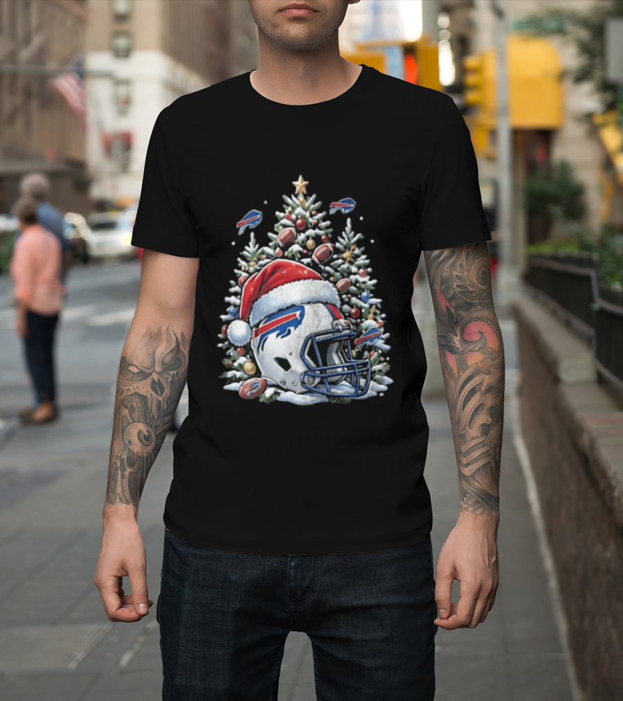 Buffalo Bills Christmas Tree Football Helmet Santa Hat 2026 Geno Stone T-Shirt