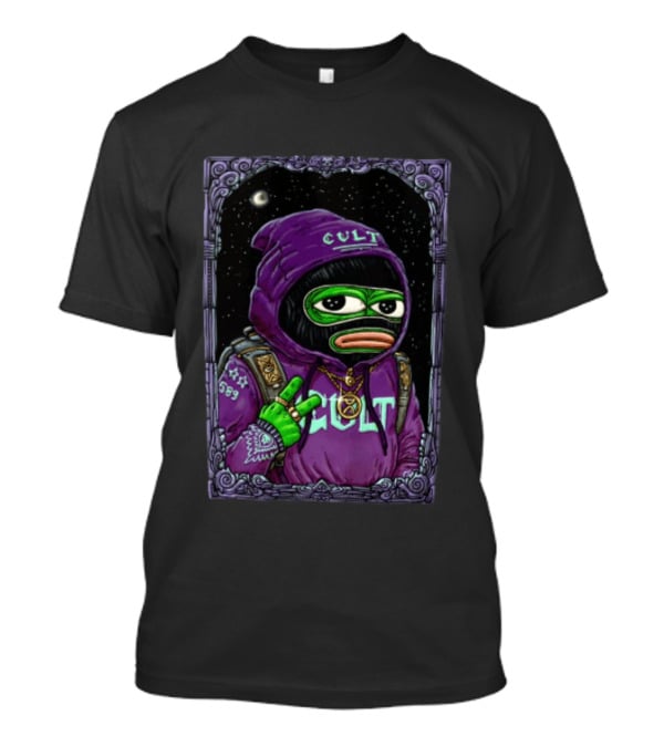 CULT Shiesty Pepe Mask Cosmic Graphic Drawing T-Shirt