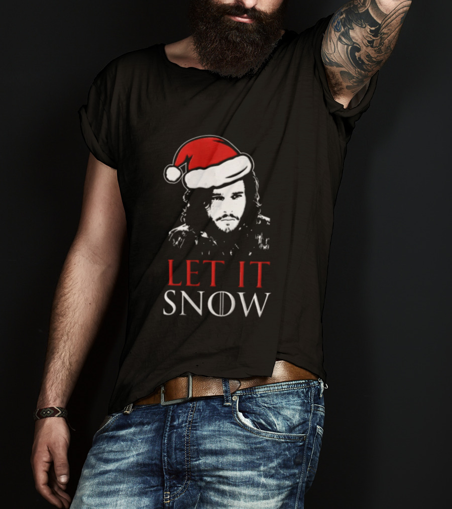 LET It Snow Christmas Jon Snow Game Of Thrones Santa Hat T-Shirt