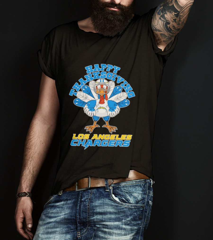 Happy Thanksgiving Los Angeles Chargers Turkey T-Shirt