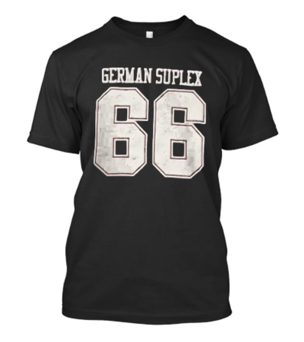 German Suplex 66 Large Varsity Numbers Distressed T-Shirt