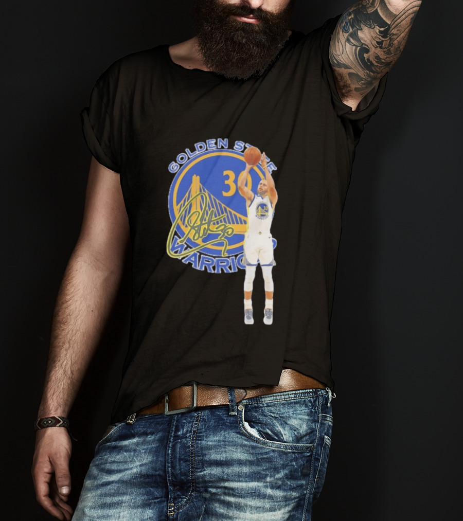 Golden State Warriors Steph Curry 30 Basketball Signature T-Shirt