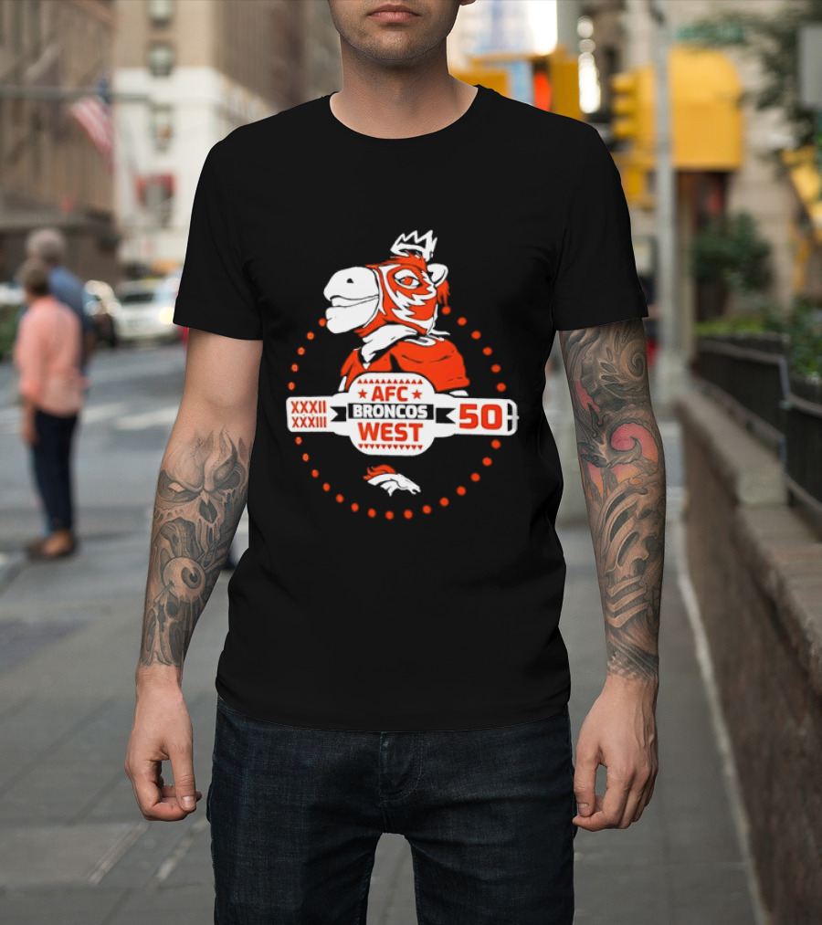 Broncos AFC West 50 Years XXXII XXXIII Celebration T-Shirt