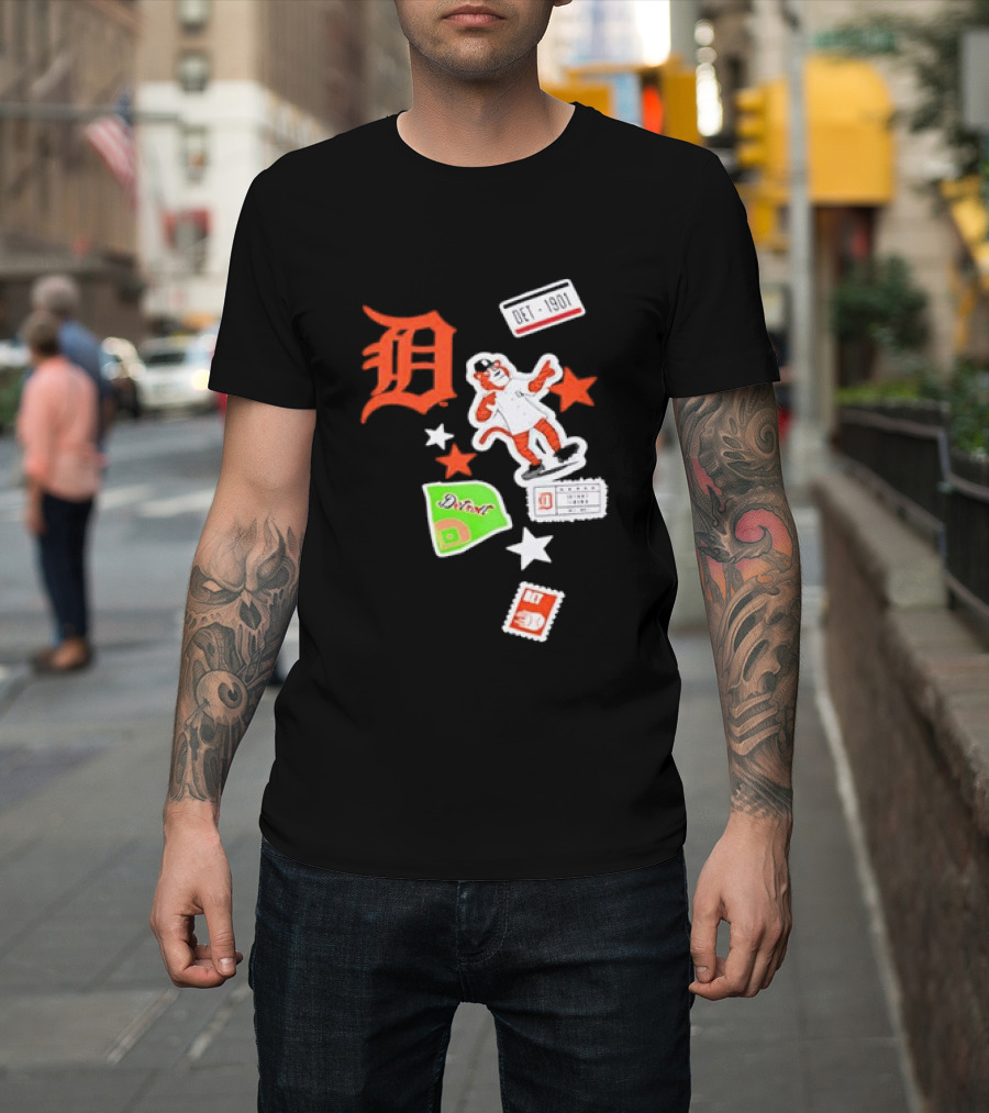 Detroit Tigers New Era Navy City Patch Stars Vintage Baseball Tiger T-Shirt