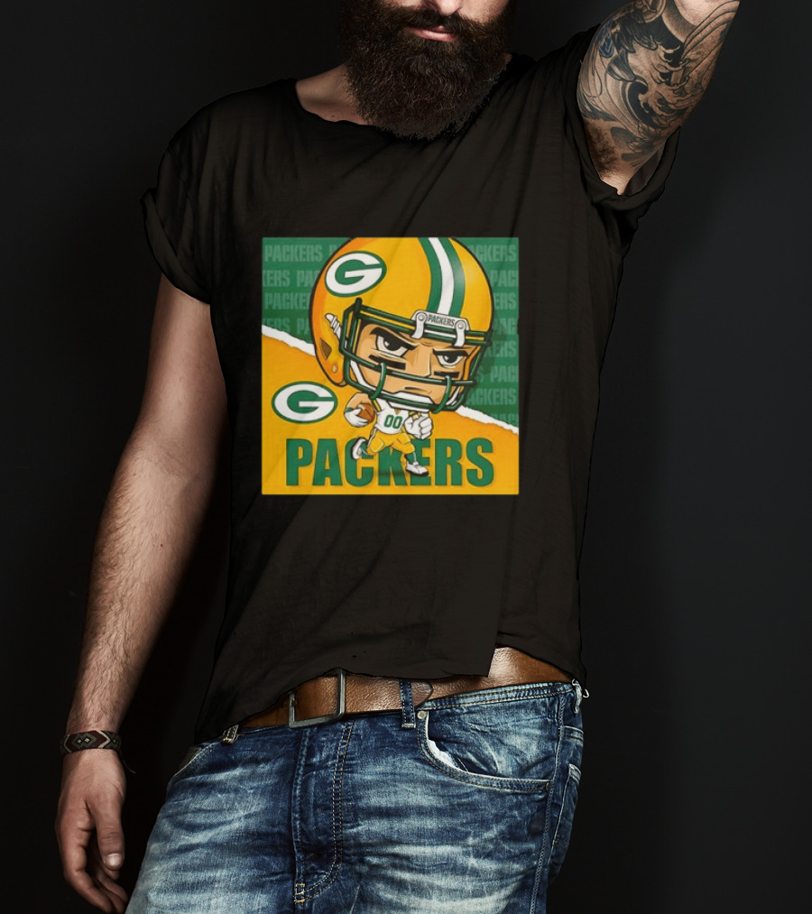 Green Bay Packers Chibi Player Helmet Packers T-Shirt