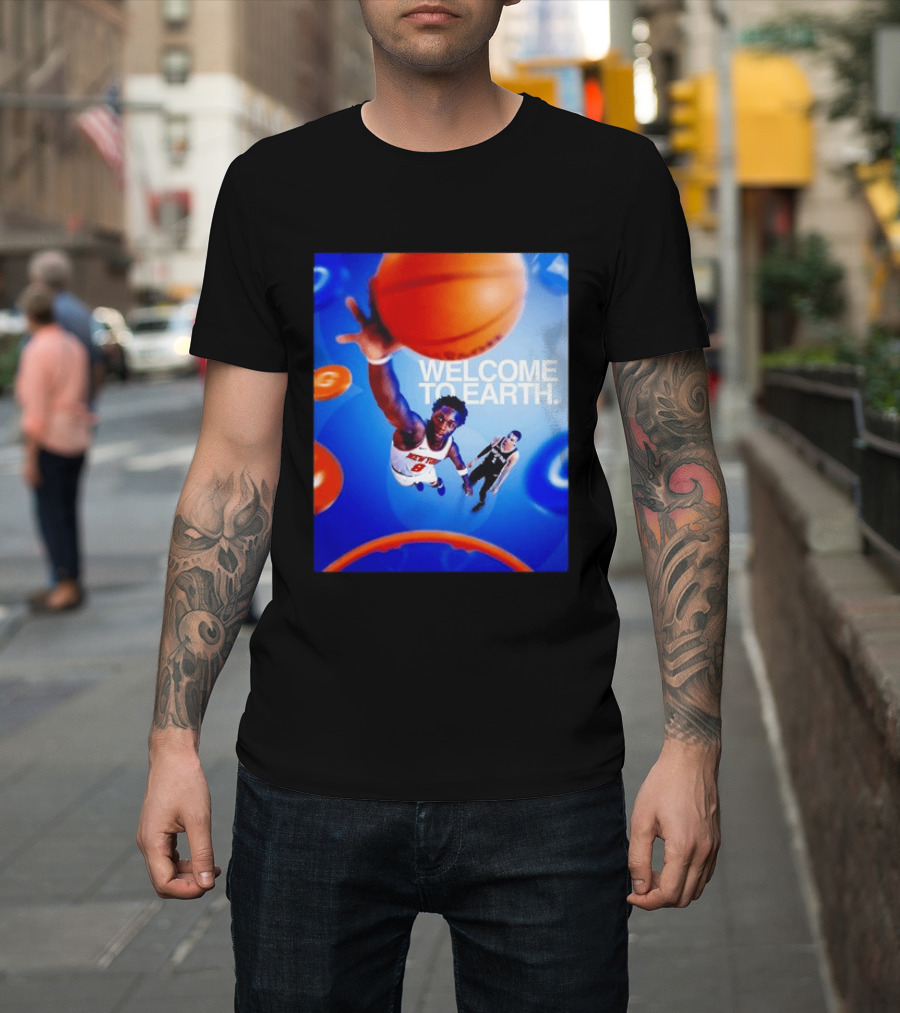 OG Anunoby New York Knicks Welcome To Earth Basketball Moment T-Shirt