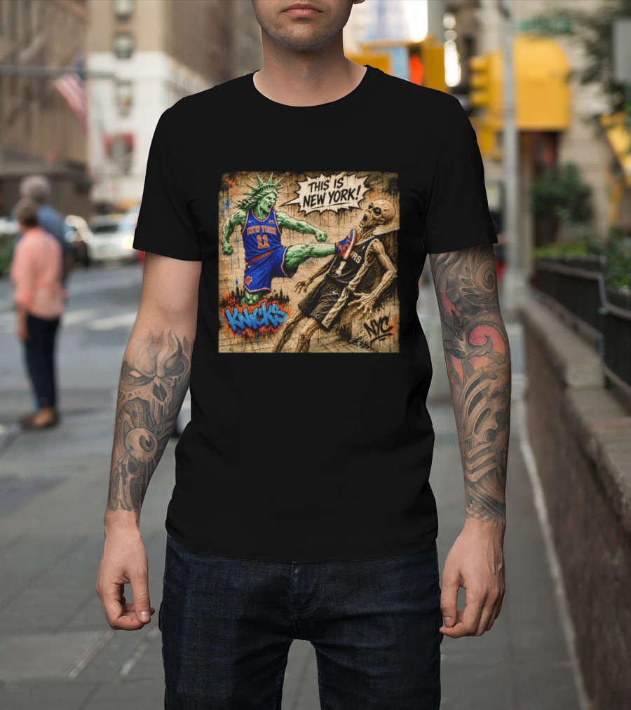 New York Knicks Statue Of Liberty Vs Spurs Basketball NYC This Is New York T-Shirt