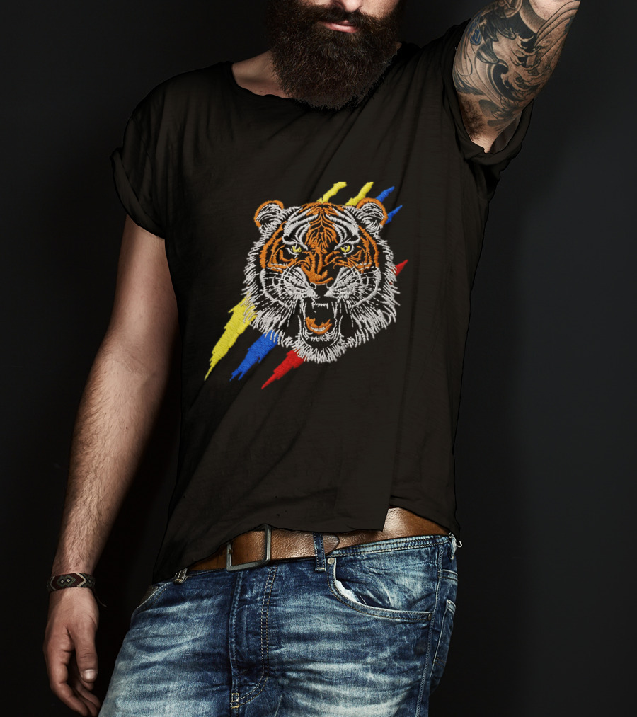 Tiger De La Espriella Colorful Bold Embroidered Hat T-Shirt
