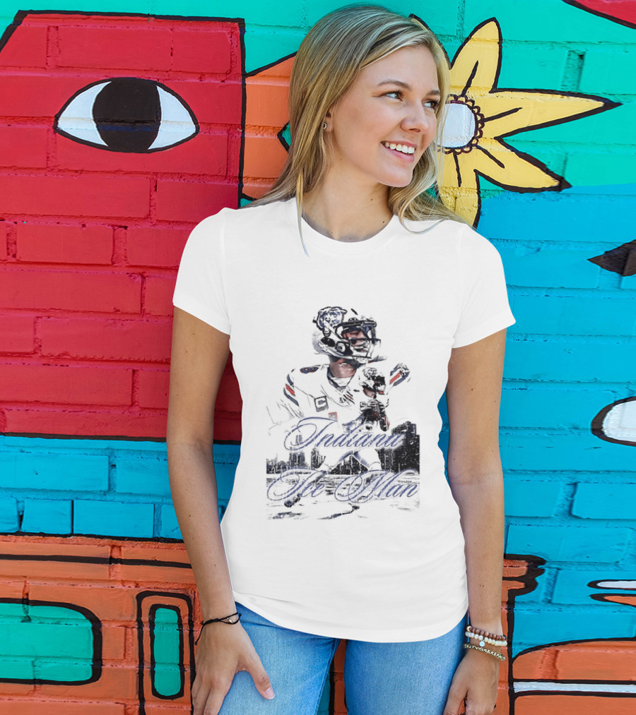 Caleb Williams Chicago Bears Indiana The Man Football Skyline T-Shirt