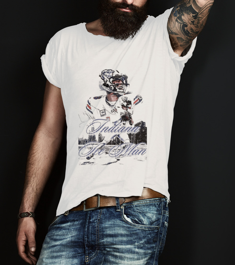 Caleb Williams Chicago Bears Indiana The Man Football Skyline T-Shirt