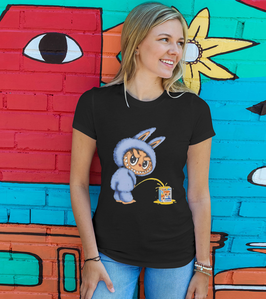 Labubu Peeing On Pop Figures Juice Box Fun Concept T-Shirt