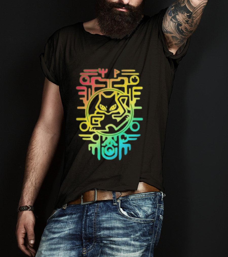 Og Ancient Mew And Mewtwo Pokemon Holographic Hieroglyphic T-Shirt