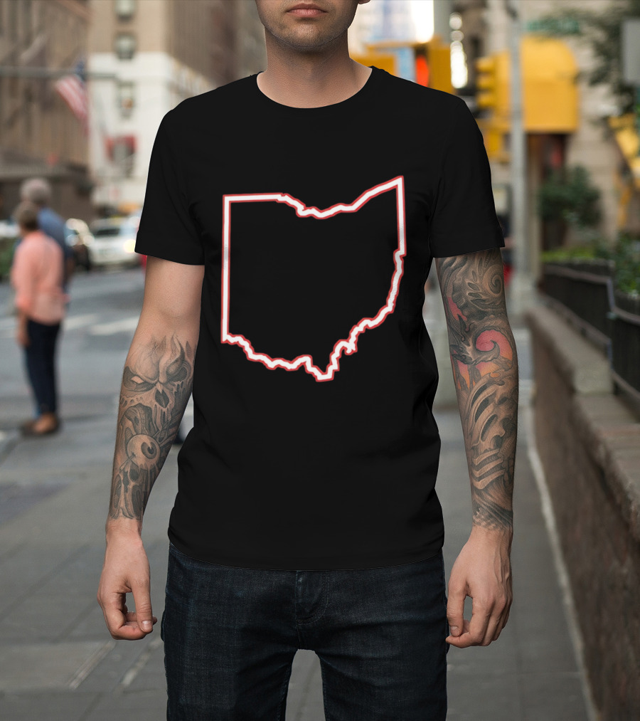 Ohio Outline Simple State Map Red T-Shirt
