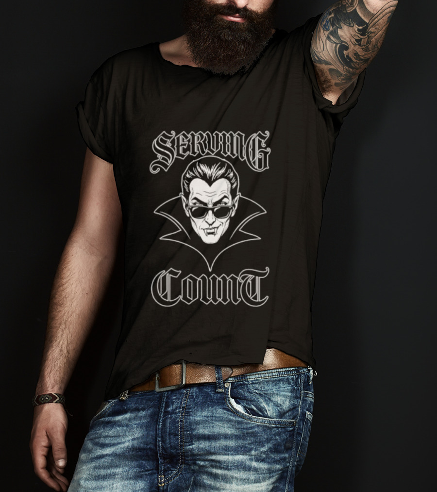 Seving Count Spooky Vampire Gothic Face With Sunglasses T-Shirt