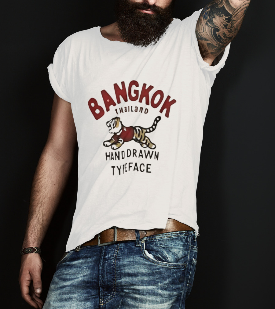 Bangkok Thailand Hand Drawn Typeface Tiger T-Shirt