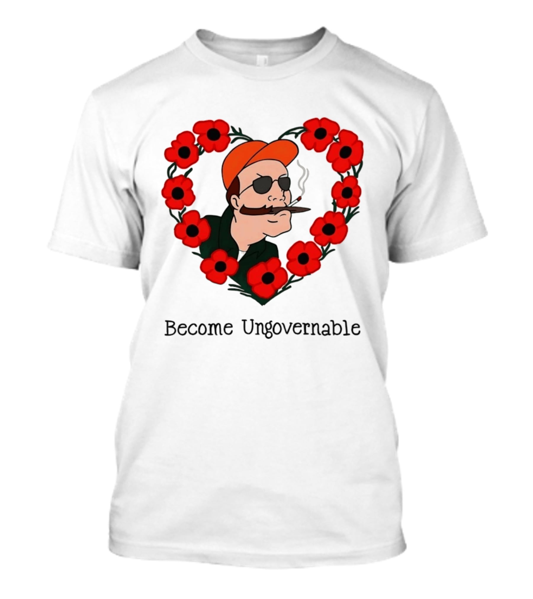 Become Ungovernable Dale Gribble King Of The Hill Red Flower Heart T-Shirt