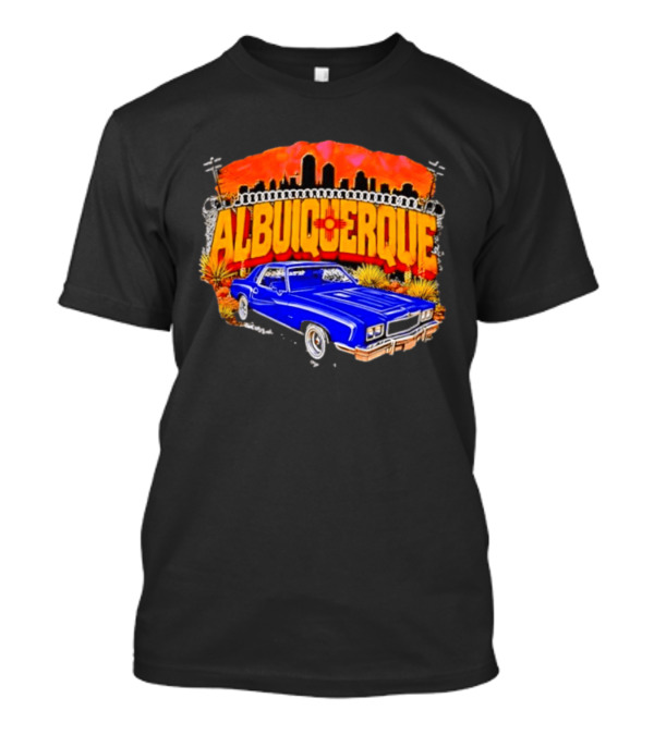 Albuquerque New Mexico Classic Car Skyline Desert Landscape T-Shirt