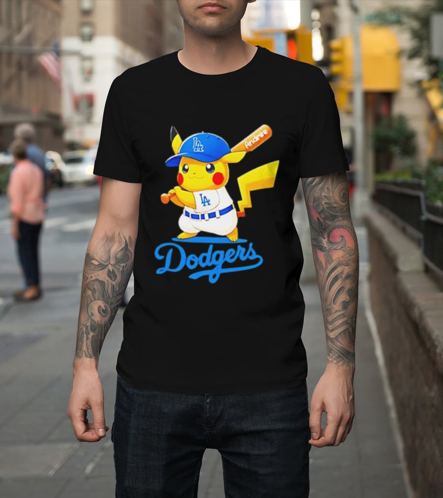Andree Pikachu Dodgers LA Baseball Batting T-Shirt