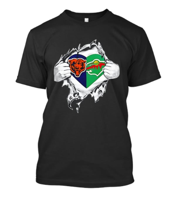 Bears Wild Heart Ripping Open Dual Fans T-Shirt
