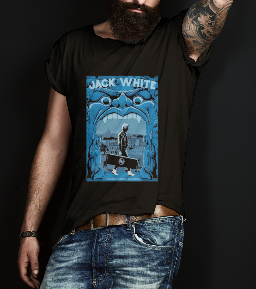 Jack White L'Olympia Paris France June 14 2026 Concert Imagery Blue Gargoyle T-Shirt