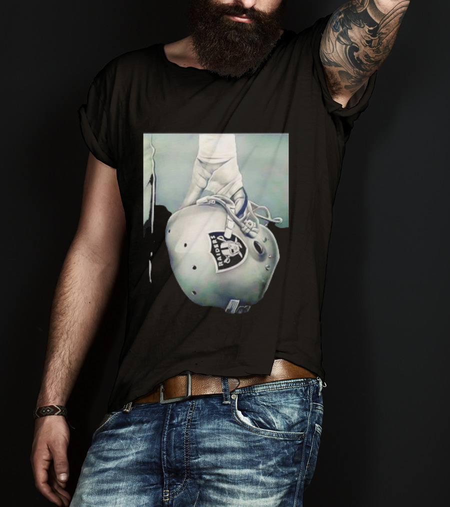 Las Vegas Raiders Football Helmet Hand Wrap Player Representation T-Shirt