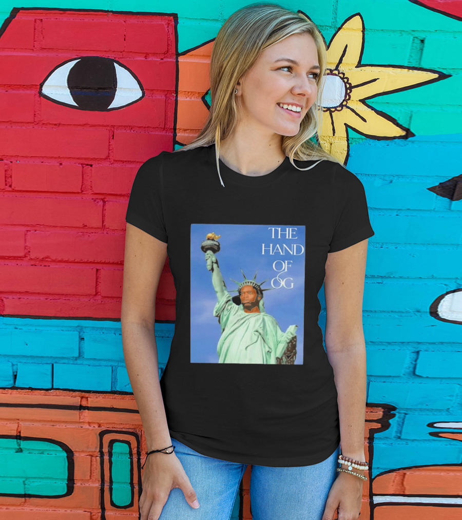 OG Anunoby New York Knicks The Hand Of OG Statue Liberty Fusion T-Shirt