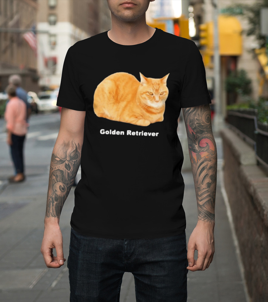 Orange Tabby Cat Golden Retriever Sarcastic Meme Humor T-Shirt
