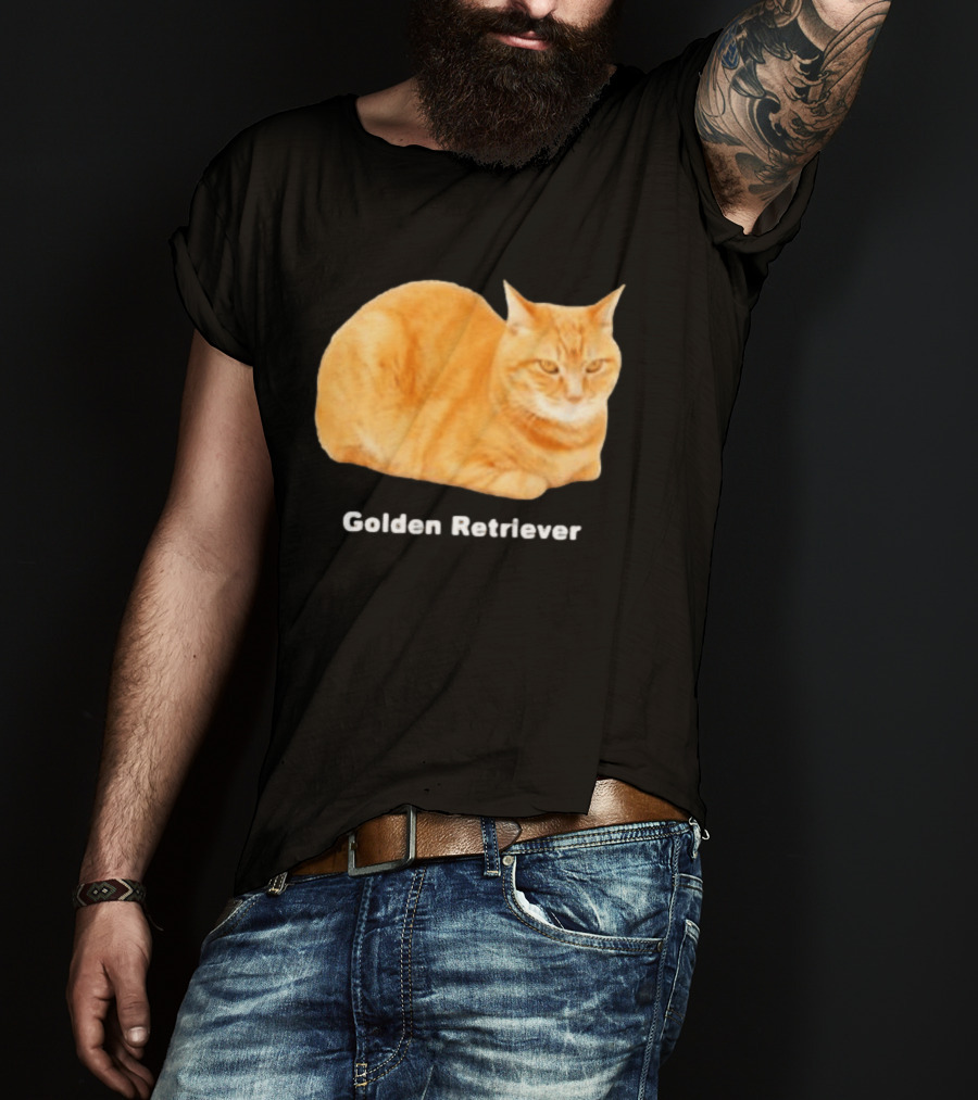 Orange Tabby Cat Golden Retriever Sarcastic Meme Humor T-Shirt